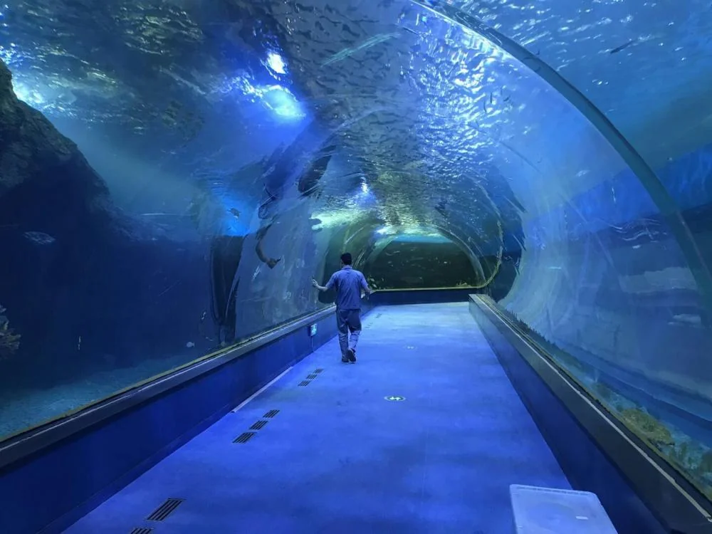 Large aquarium acrylic tunnel sheet for amusement park