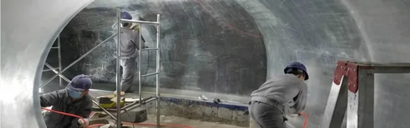 Corner tunnel during assembly and finishing