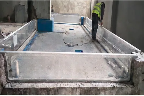 Acrylic assembly at the installation site