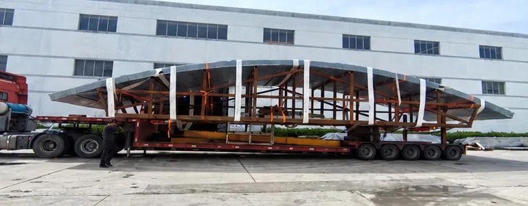 Fabricated components on a transport frame