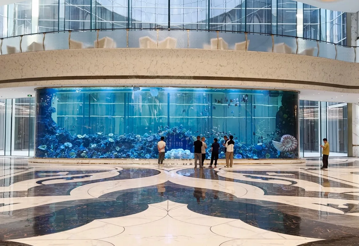 Finished aquarium viewing wall