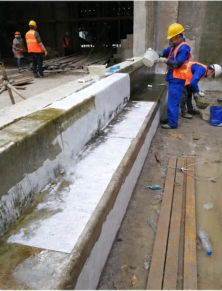 Waterproofing work in a viewing-window rebate