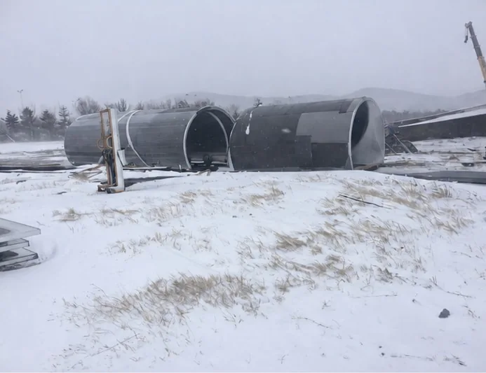Fabricated curved sections before site installation