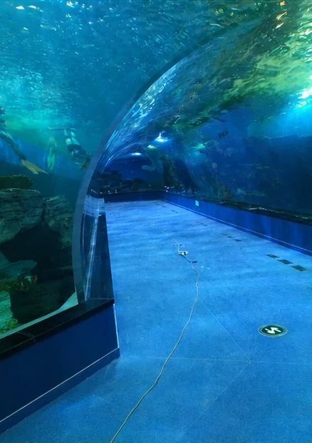Curved underwater viewing passage