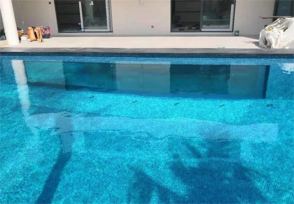 Private container pool with acrylic window panel